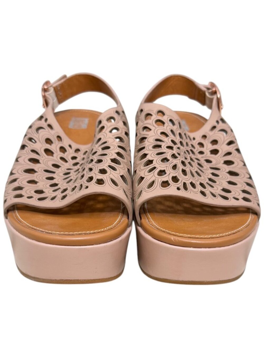 Fitflop  Eloise Leather Laser Cut Floral Platform Sandal Women's Size 7 - Picture 3 of 9